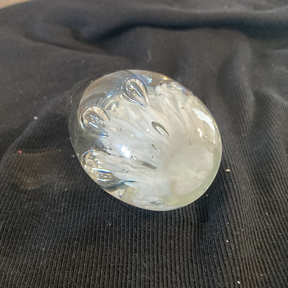 Vintage Egg Shape Bubble Glass Paperweight - Picture 5 of 5